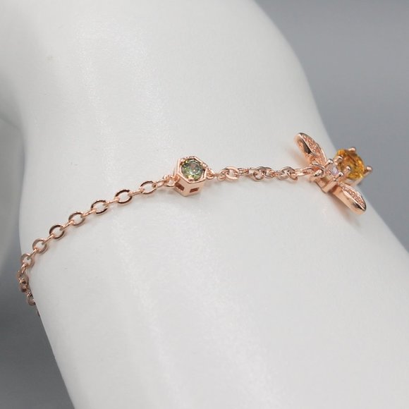 Bee bracelet rose gold tone citrine peridot - Picture 5 of 6